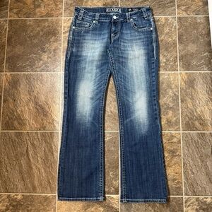 Rock & Roll Cowgirl Riding Jeans Womens 31x32 Low Rise Stone Wash Western Boot